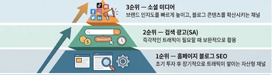 트래픽 소스별 특성 비교표