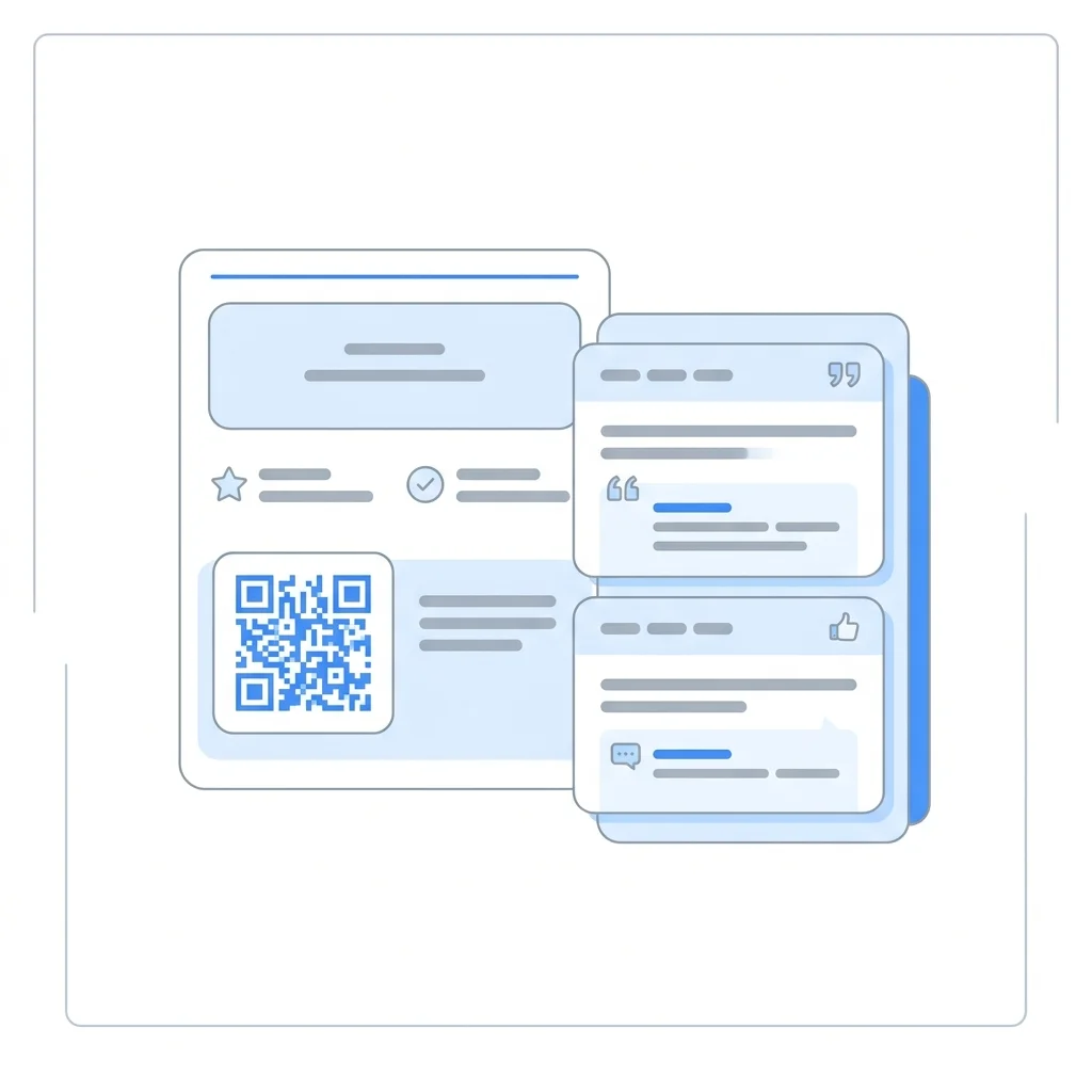 B2B 기업이 납품 완료 안내문에 구글 리뷰 요청 QR 코드를 넣고 리뷰에 답글을 다는 예시