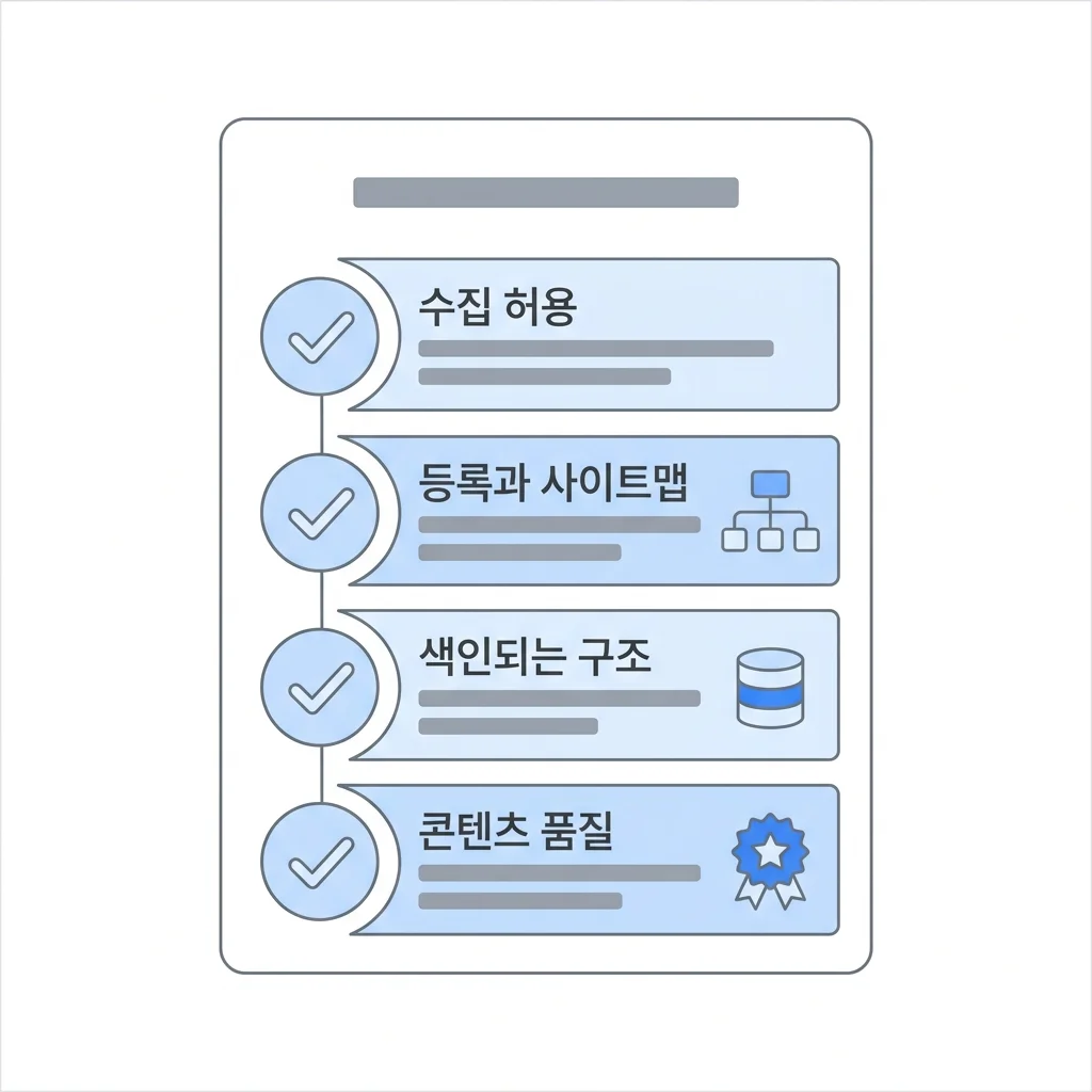 네이버 AI 브리핑 출처 후보가 되기 위한 네 가지 조건: 수집 허용, 등록과 사이트맵, 색인되는 구조, 콘텐츠 품질 체크리스트