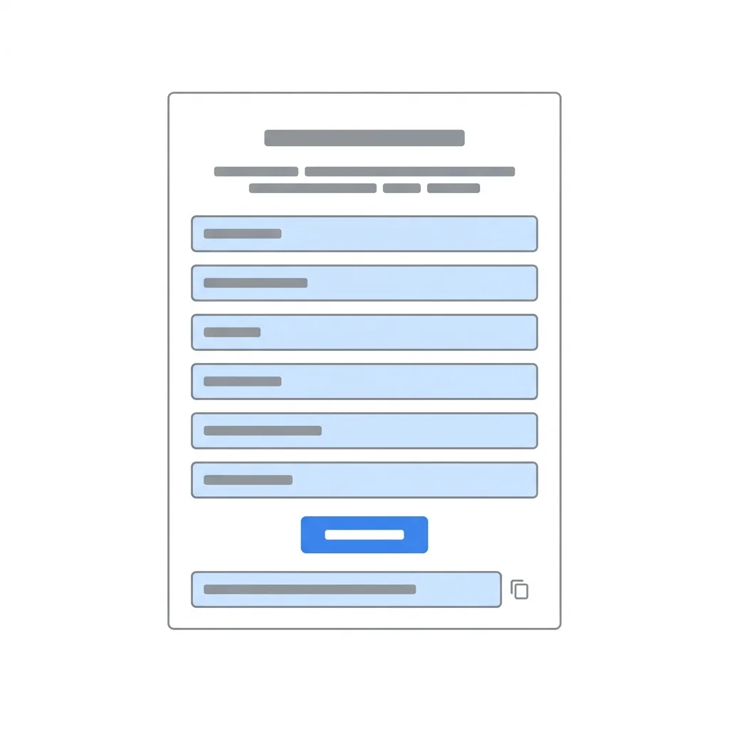 Campaign URL Builder에서 website URL, campaign source, campaign medium, campaign name을 입력하면 아래에 UTM이 붙은 URL이 만들어지는 화면 (예시 일러스트)